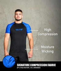 Standard Blue Short Sleeve No-Gi Mens BJJ Rash Guard