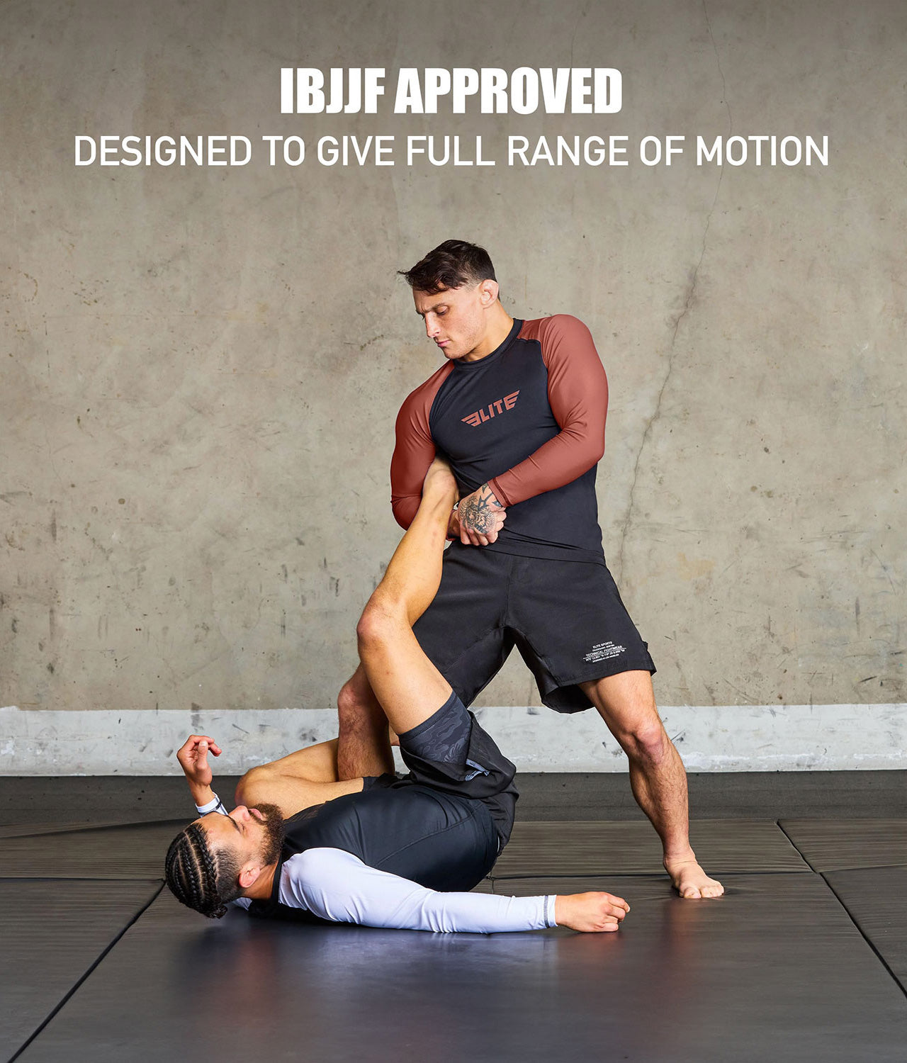 standard brown long sleeve mens ijiu jitsuf approved jiu jitsu rash guard