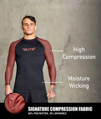 standard brown long sleeve mens jiu jitsu rashguard compression fabric