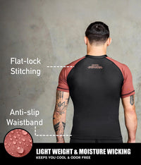 Standard Brown Short Sleeve No-Gi Mens BJJ Rash Guard