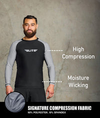 standard grey long sleeve mens jiu jitsu rashguard compression fabric