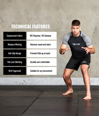 standard grey short sleeve mens bjj rashguard technical features