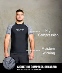 Standard Gray Short Sleeve No-Gi Mens BJJ Rash Guard