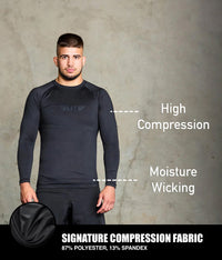 Standard Black Long Sleeve No-Gi Mens BJJ Rash Guard
