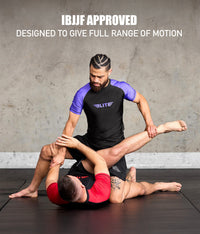 standard purple short sleeve mens ibjjf approved bjj rashguard