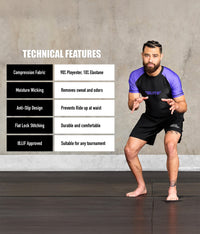 standard purple short sleeve mens bjj rashguard technical features