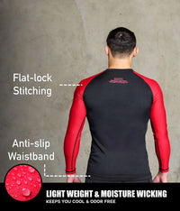 Standard Red Long Sleeve No-Gi Mens BJJ Rash Guard