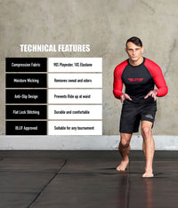standard red long sleeve mens jiu jitsu rash guard technical features