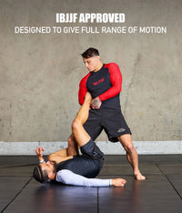 standard red long sleeve mens ijiu jitsuf approved jiu jitsu rash guard