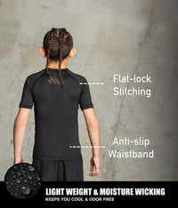 standard black short sleeve lightweight kids bjj rash guard