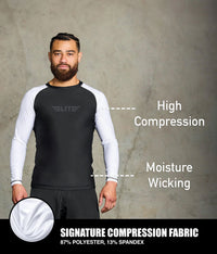 Standard White Long Sleeve No-Gi Mens BJJ Rash Guard