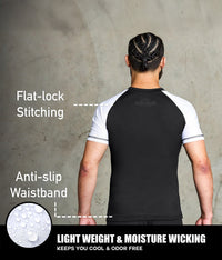 standard white short sleeve lightweight mens bjj rash guard