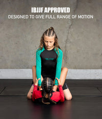 standard green long sleeve kids ijiu jitsuf approved jiu jitsu rash guard