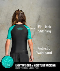 standard green short sleeve lightweight kids bjj rash guard