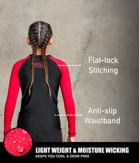 standard red long sleeve lightweight boys jiu jitsu rashguard