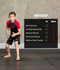 standard red short sleeve girls bjj rashguard technical features