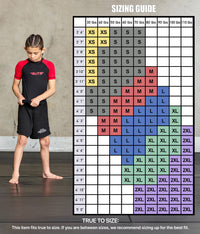 Standard Red Short Sleeve No-Gi Kids BJJ Rash Guard