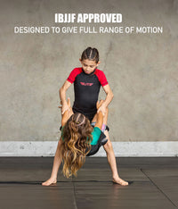 standard red short sleeve girls bjj rashguard size chart