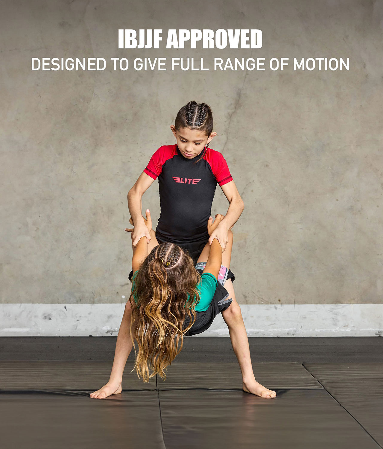 standard red short sleeve girls bjj rashguard size chart