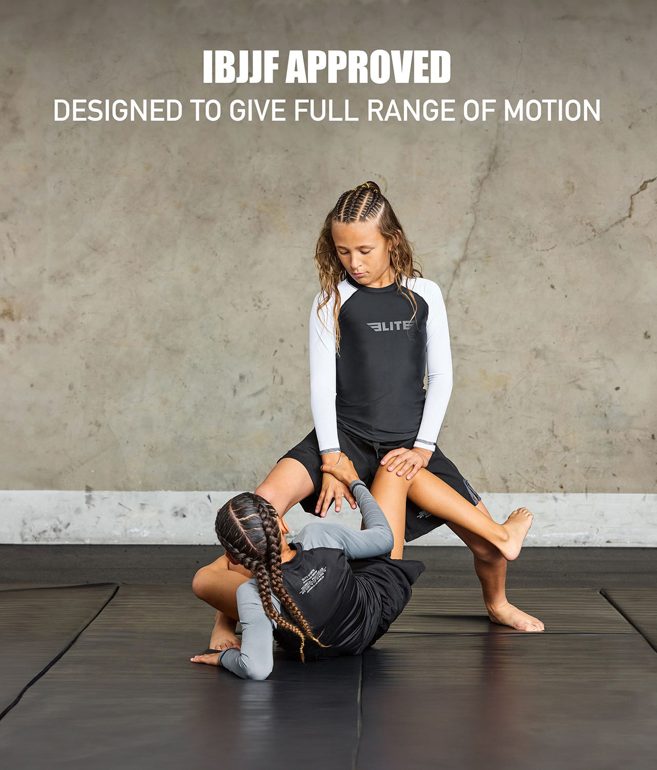 standard white long sleeve kids ijiu jitsuf approved jiu jitsu rash guard