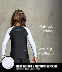 standard white long sleeve lightweight boys jiu jitsu rashguard