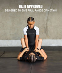 standard white short sleeve girls bjj rashguard size chart