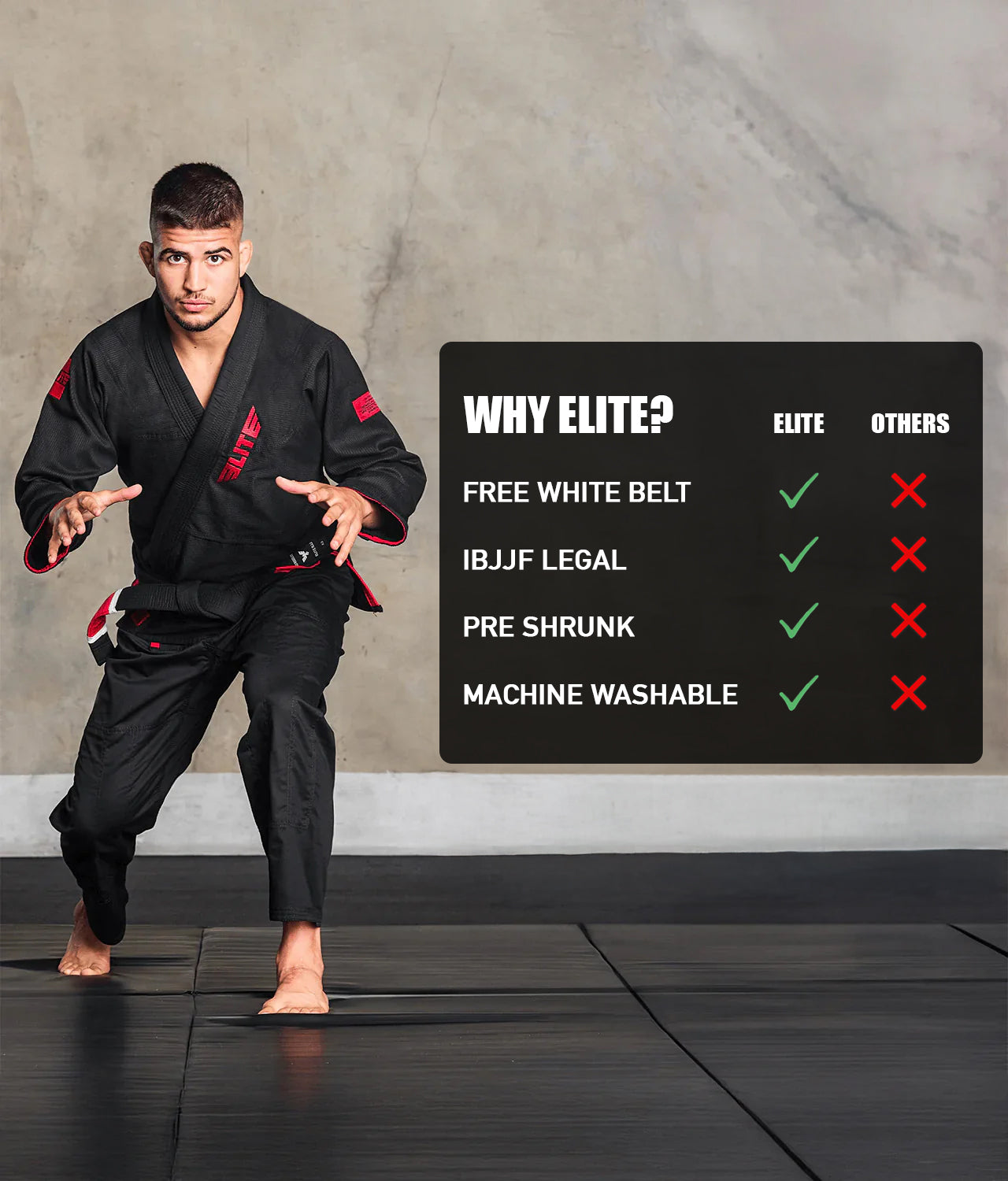 Men's Core Black Brazilian Jiu Jitsu BJJ Gi