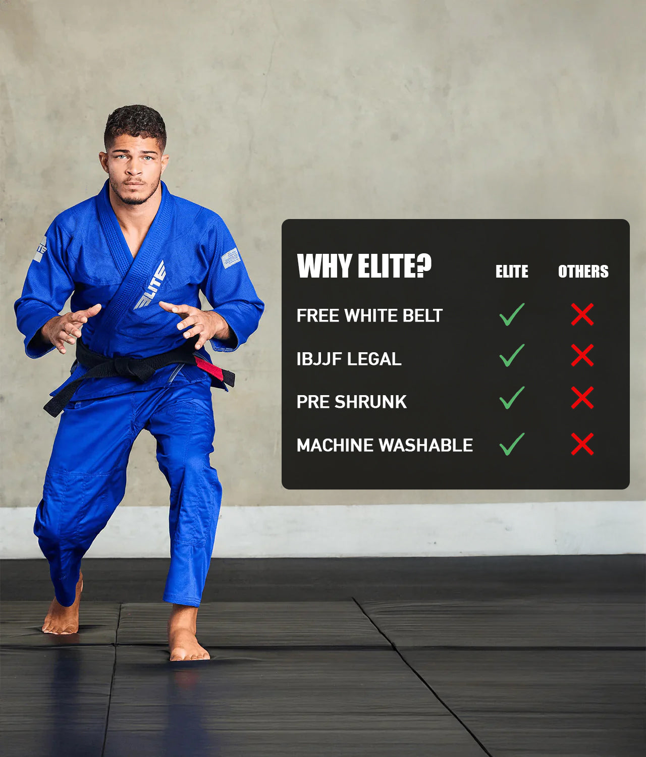 elite sports core blue mens bjj wholesale uniform technical features