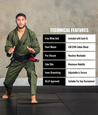 Men's Core Military Green Brazilian Jiu Jitsu BJJ Gi