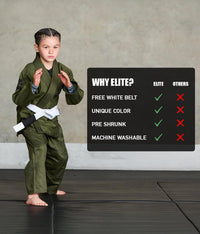 elite sports core green children bjj wholesale uniform technical features