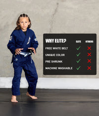 elite sports core navy children bjj wholesale uniform technical features