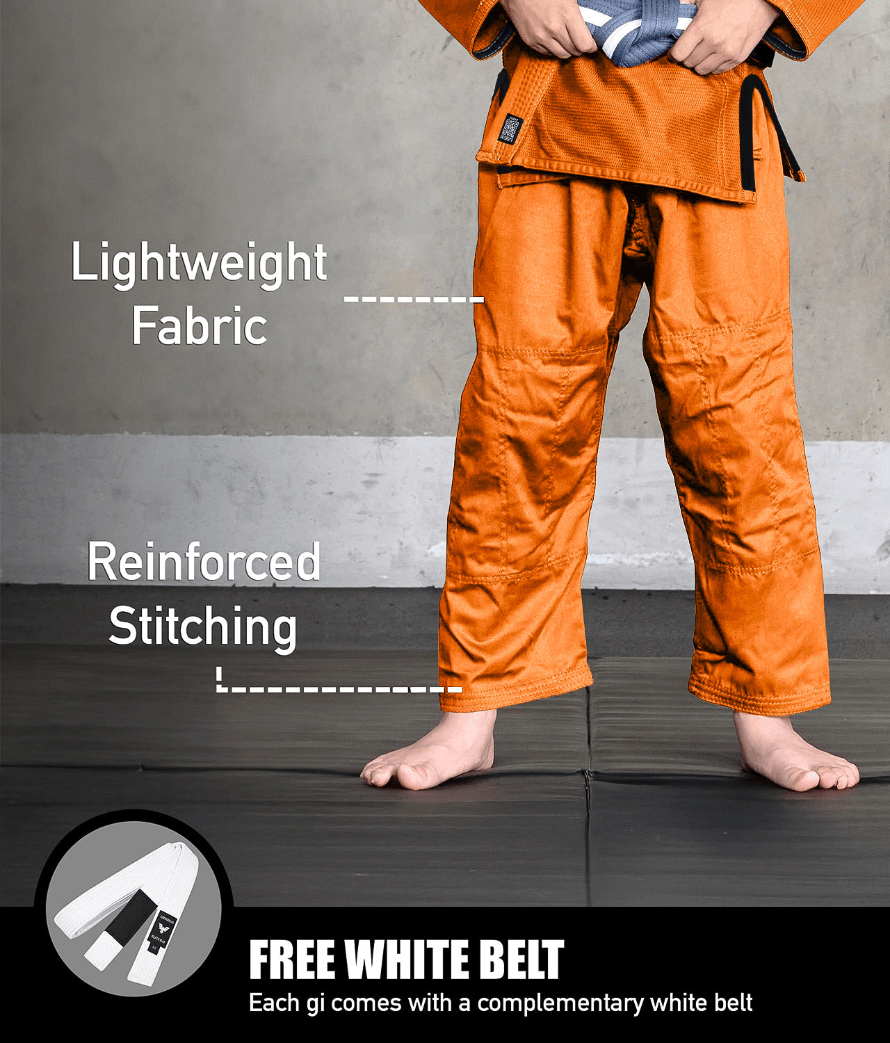 elite core orange youth bjj gi with free orange belt
