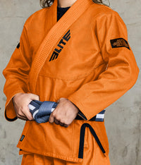elite core orange boys preshrunk bjj gi jacket