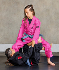 elite sports core pink girls bjj gi action view