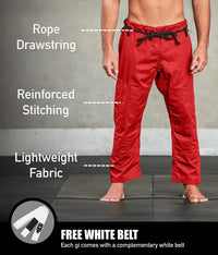 elite core red mens bjj gi with free red belt