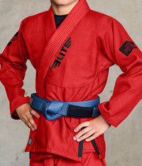 elite core red boys preshrunk bjj gi