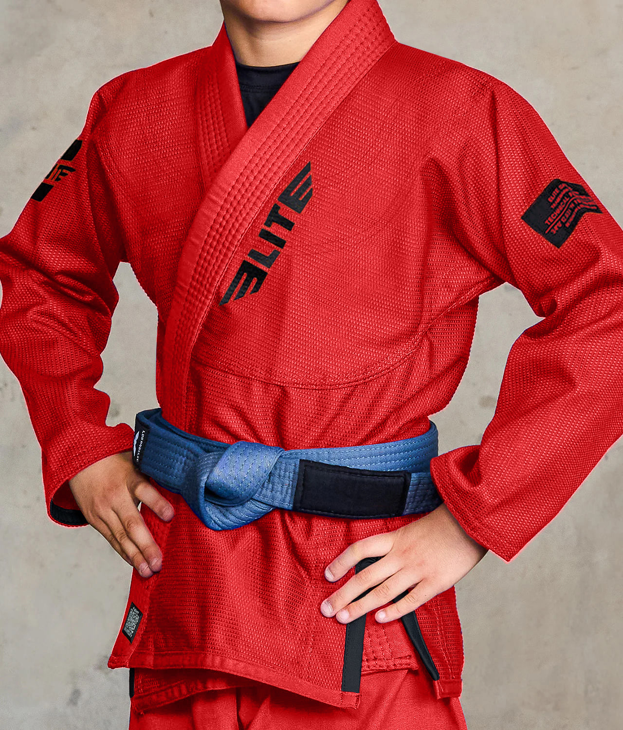 elite core red boys preshrunk bjj gi