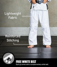 Kids' Core White Brazilian Jiu Jitsu BJJ Gi