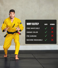 elite core yellow mens bjj uniform technical features