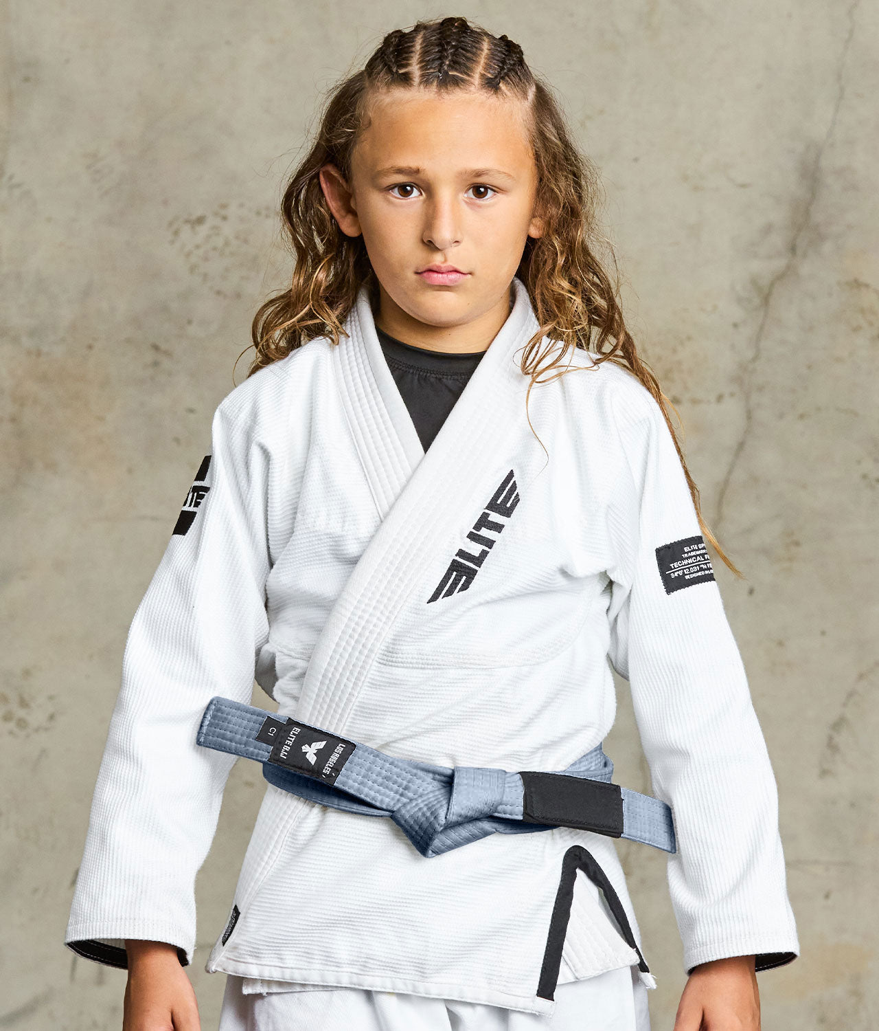 elite sports Brazilian jiu jitsu kids gray bjj belt