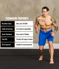 elite sports black jack series blue adults bjj shorts technical features