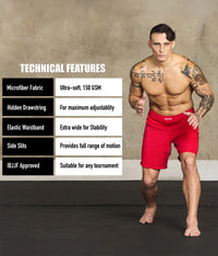 elite sports black jack series red adults bjj shorts technical features