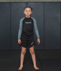 Standard Green Long Sleeve No-Gi Kids BJJ Rash Guard