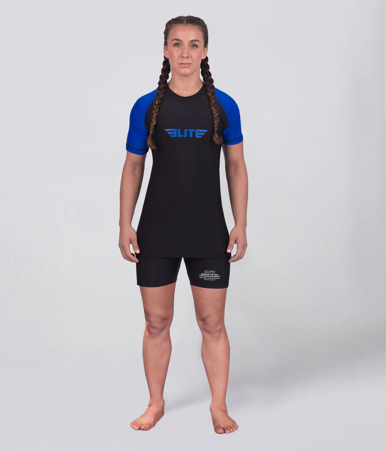standard blue lighweight short sleeve womens bjj rash guard