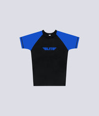standard blue short sleeve womens no-gi bjj rash guard comfortable & secure