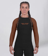 standard brown long sleeve womens no-gi bjj rash guard