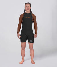 standard brown lighweight long sleeve womens bjj rash guard