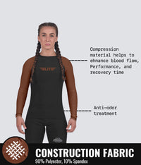 standard brown long sleeve womens bjj rash guard compression fabric