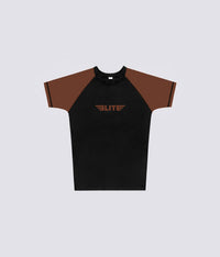standard brown short sleeve womens no-gi bjj rash guard comfortable & secure
