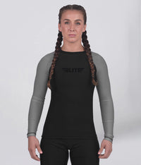 standard gray long sleeve womens no-gi bjj rash guard